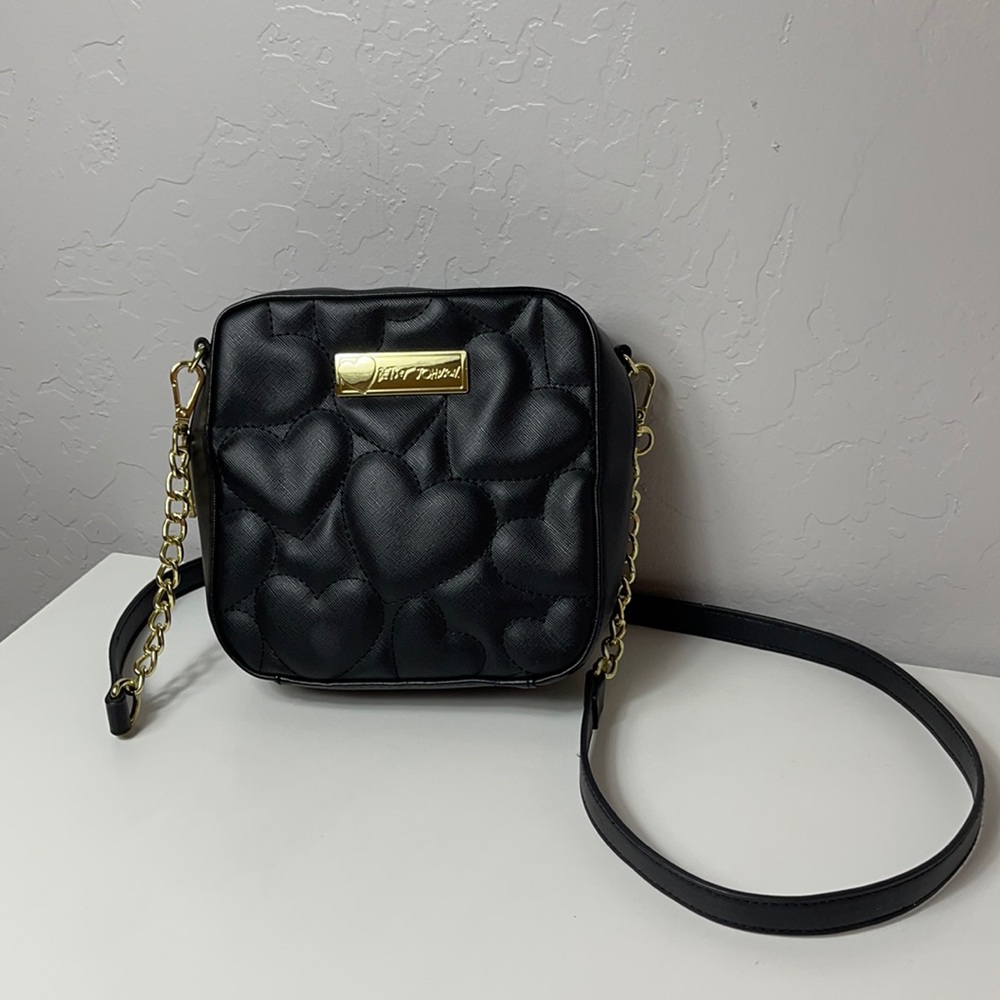 Betsey Johnson black quilted crossbody handbag